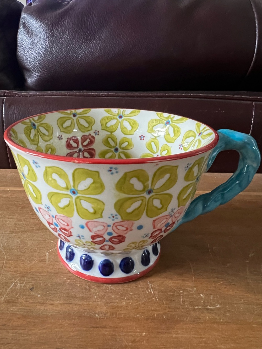 Anthropologie Elka Ayaka footed hand painted coffee mug. Perfect condition 12oz.